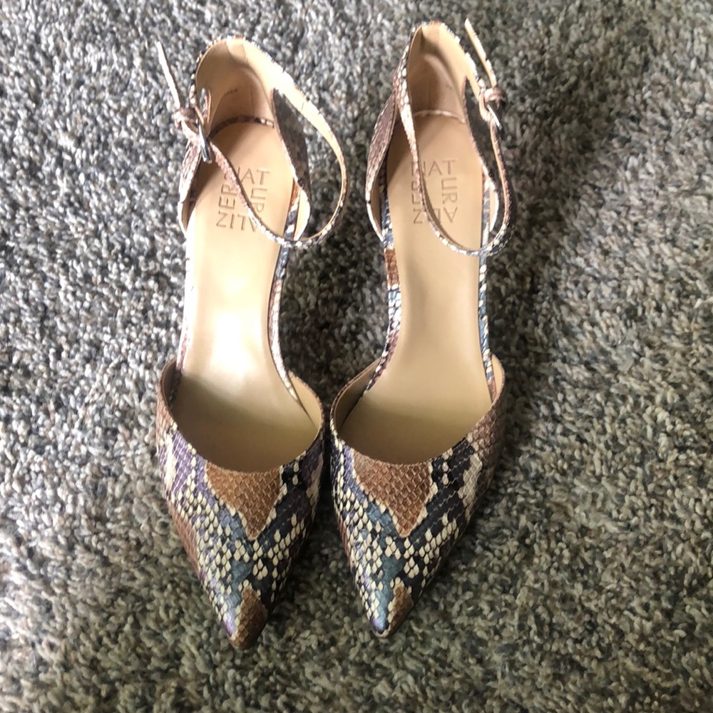 Snakeskin Ankle Strap Heels